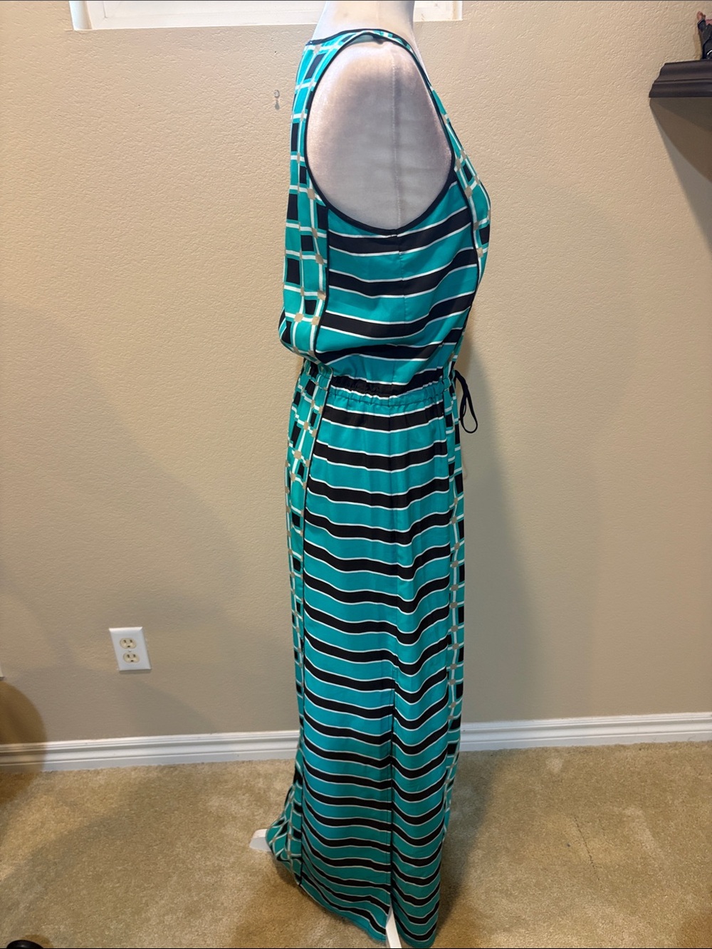 MICHAEL Michael Kors Teal and Black Geometric Print Maxi Dress - Picture 4 of 13